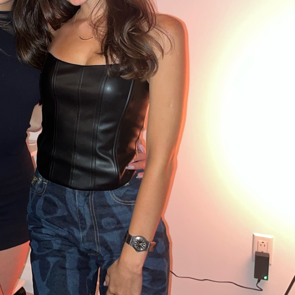 Tiger Mist Black Leather Corset